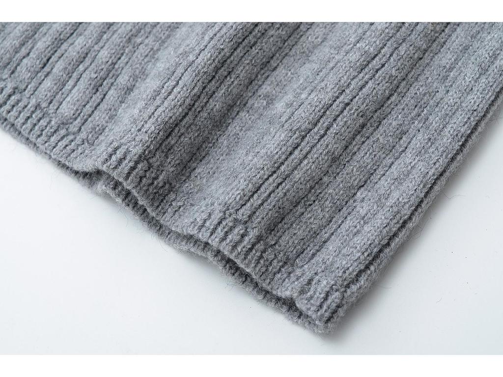 2025 Spring/Summer European Street Style Knit Bodycon Skirt: Solid Color, Turn-Up, Low Waist, Slimming Midi Skirt