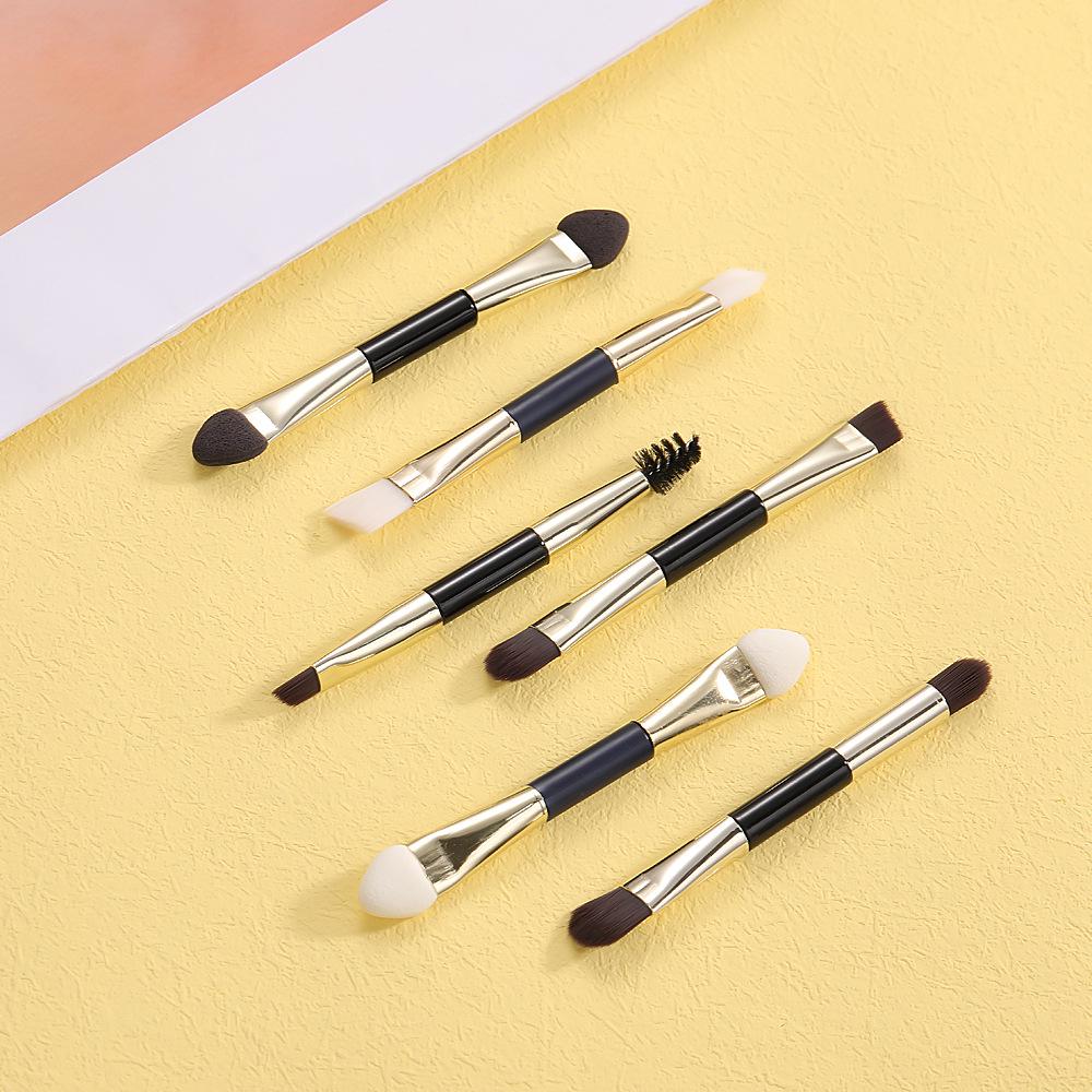 Hot-Selling Double-Ended Makeup Brush Set: Eyebrow, Eyeshadow, Eyeliner, Concealer – Perfect for Beginners, Portable & Versatile DIY Makeup Tool.