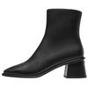 Gigi Lambskin Leather Round Toe Zipper Ankle Boots 5.5cm Women Boots Black CX017-BLK