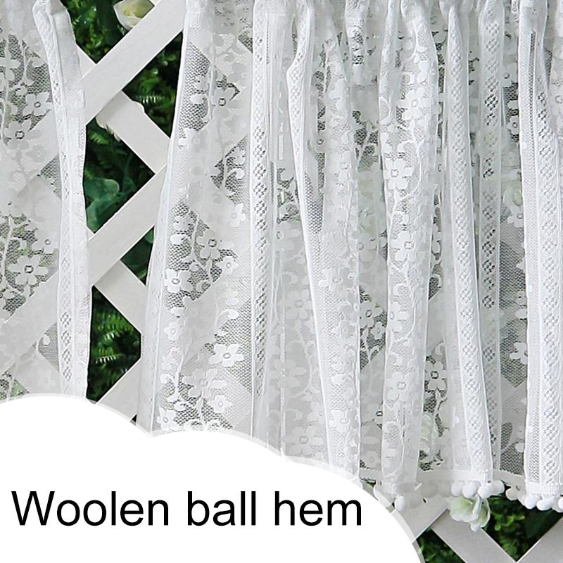 1Pc Short Curtains Window Wine Cabinet Door Polyester French Style Lace Kitchen Small Valance Jacquard Half Tulle Ruffle Curtain