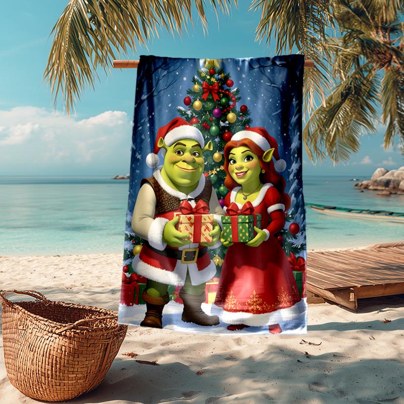 Ultra-weiches Strandtuch mit Shrek-Thema, ideal für Pool - Camping, Tauchen - Perfekter Reisebegleiter, Lebendiges Strandtuch.