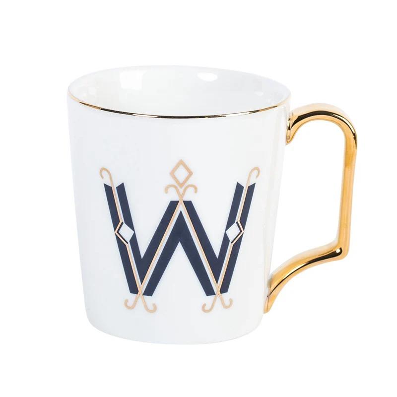 1 Stück Europäische Goldbuchstaben Keramiktasse Liebhaber Frühstück Kaffeetasse Milchtee A-Z Buchstabe Männer Frauen Kreativer Becher