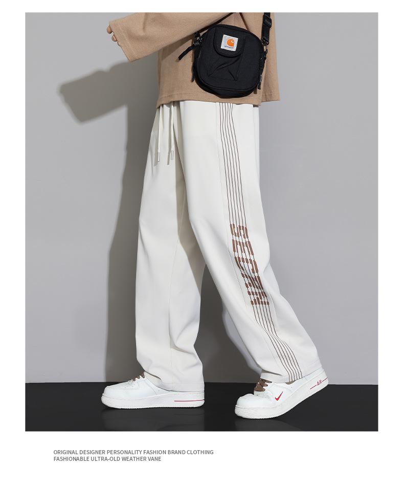 ACU Męskie Retro Paski Szerokie Nogawki Spodnie Sportowe - 2025 Modne Codzienne Spodnie