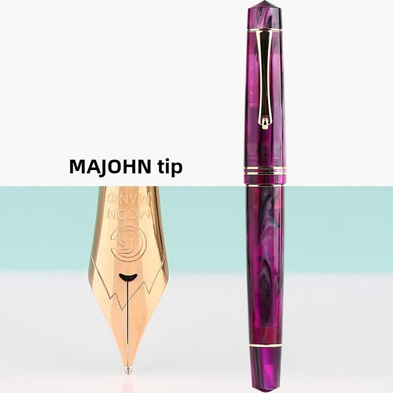Pluma Estilográfica MAJOHN M800 Alemana BOCK Punta Bicolor Chapada en Oro para Práctica de Escritura Caligrafía Material Escolar Papelería