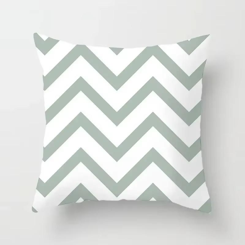 Fresh Green Geometric Pillow Cover - Modern Artistic Pattern In Soft Polyester for Living Room & Bedroom