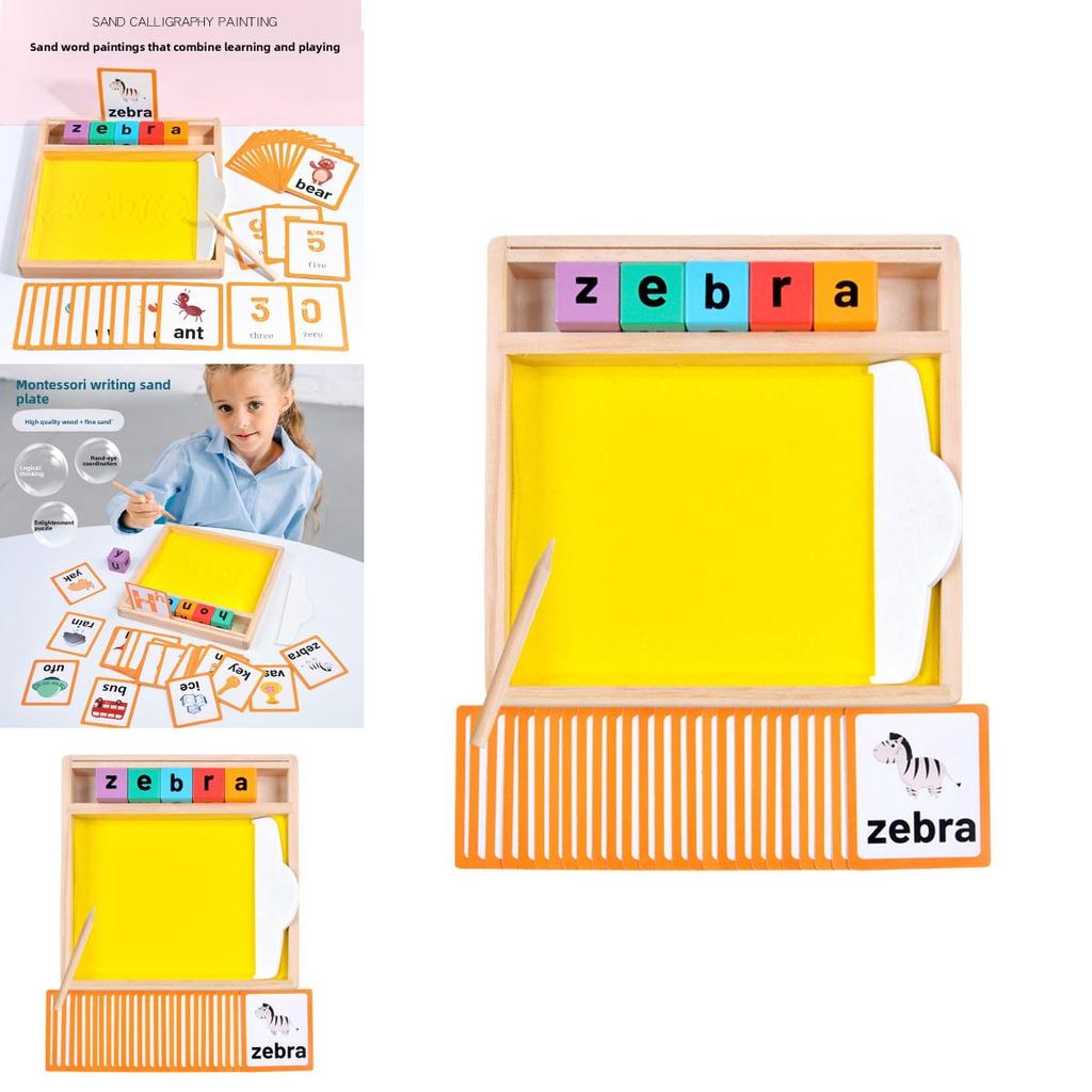 Bandeja de Areia com Alfabeto Montessori de Madeira Brinquedo Educacional Para Aprendizagem Precoce