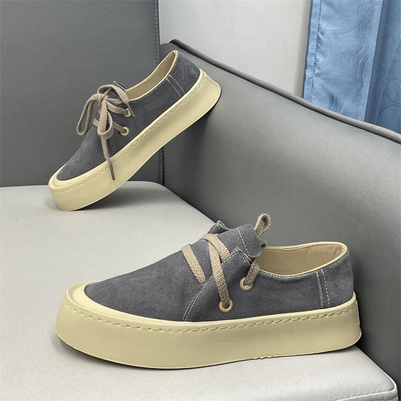 Shoes autumn new leather thick baseplate shoes plain lazy sports leisure cr