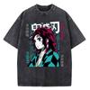 Anime Movie Demon Slayer Unlimited Castle Washed T-shirt Printed T-shirt Fashion Anime Enthusiast Short Sleeve
