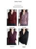 Women's V-Neck Long Sleeve Mesh Base Layer Top - Fashionable Age-Defying Crossover Neck Solid Color T-Shirt