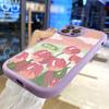 Slim Skin Feeling Cartoon Pink Flowers Soft Silicone PU Leather Cover Phone Case for iPhone Samsung Huawei Honor Xiaomi Redmi OPPO Realme Vivo