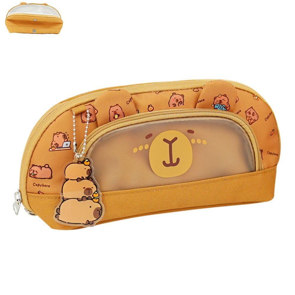 Cartoon Capibara Pencil Case Multi-layer Stationery Bag Kawaii Pencil Pouch School Supplies