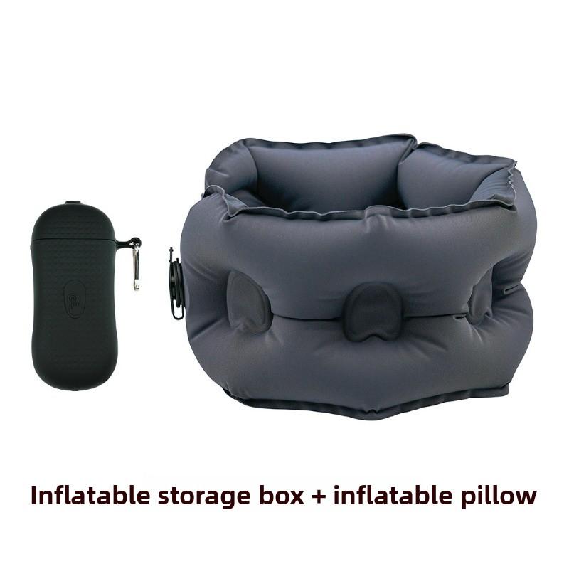 

New Inflatable Pillow Travel Portable Neck Protection Pillow Press Inflatable Travel Storage Neck Pillow Ring-shape neck pillows сірий колір