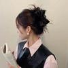 Elegant Black Feather Hair Clip with Bow - Premium Ostrich Feather Hair Accessory for Autumn and Winter