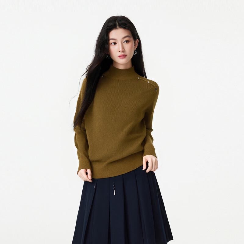 FivePlus Women's Solid Half-High Neck Slim Fit Knit Sweater