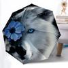 1 Stück Wolf Blumen Automatischer Faltregenschirm - Kompaktes 8-Rippen-Design, Langlebiger Kunststoff & Eisen, Leicht für den Täglichen Outdoor-Gebrauch283