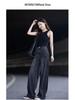 High Street Black High-Waisted Straight Leg Jeans - Slimming Wide Leg, Floor-Length, Loose Fit for Spring/Autumn 2026
