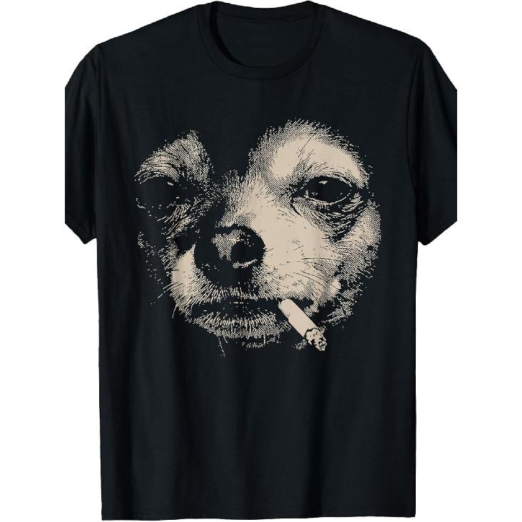 Humorous T-Shirt Featuring a Smoking Chihuahua Meme, Perfect for Casual Outings. This Stylish Crew Neck Tee Is Comfortable And Ideal for Travel,
