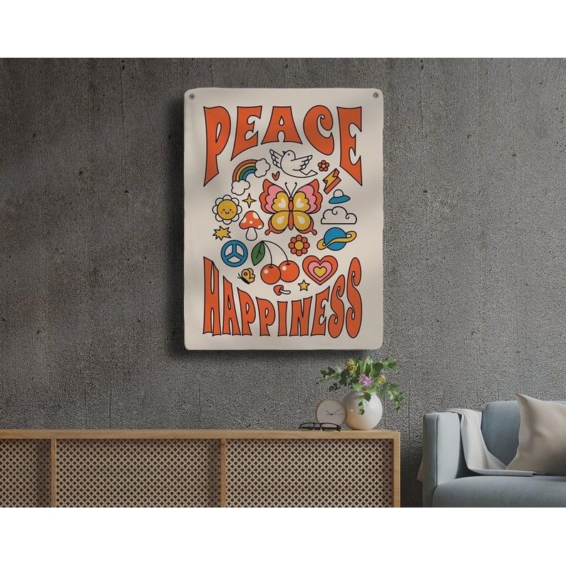 Peace and happiness tapestry 75x100