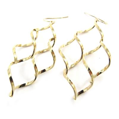 [M8968] - Gold Plated Earrings 'Tortillas Latinas' Gold - 70x35 Mm