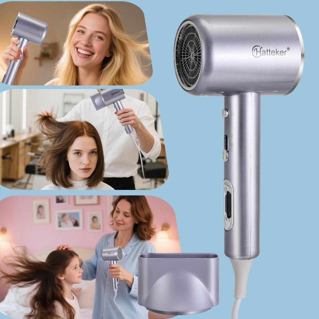 Hatteker High-Power 3200W Hair Dryer with 3 Heat Settings - Portable Hot & Cold Air for Home, Salon, and Hotel Use