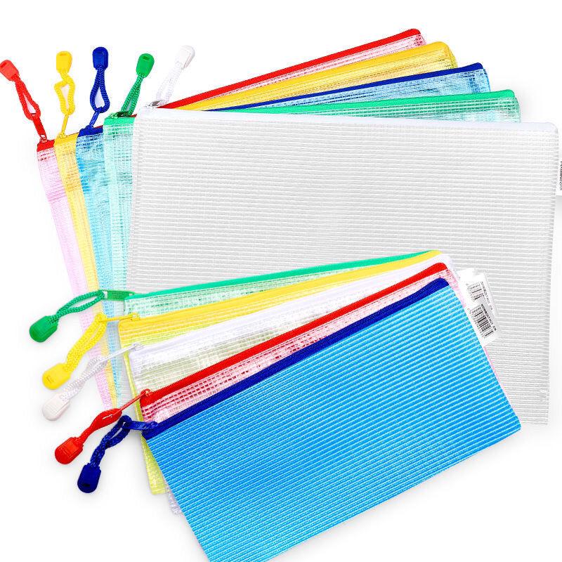A4 Transparent Waterproof Mesh Zipper Document Bag - Office & Student Use
