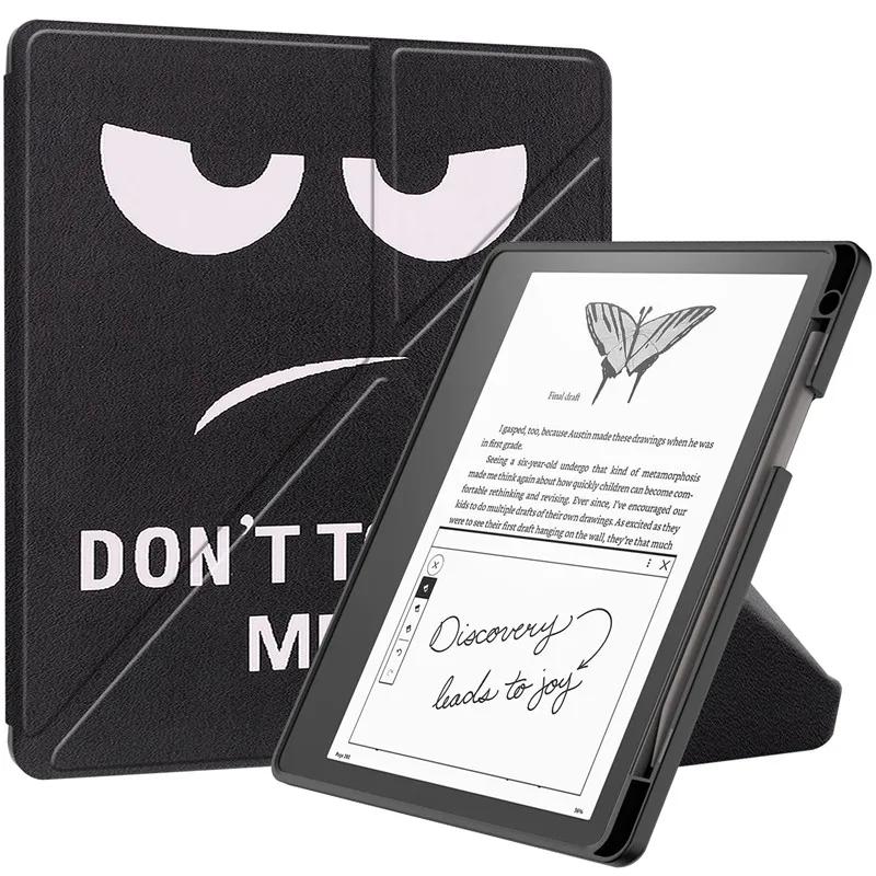 For Kindle Scribe 2024 Case 10.2 Inch PU Leather Multi-folding Stand Smart Auto Wake Sleep Ebook Cover Funda with Pencil Holder