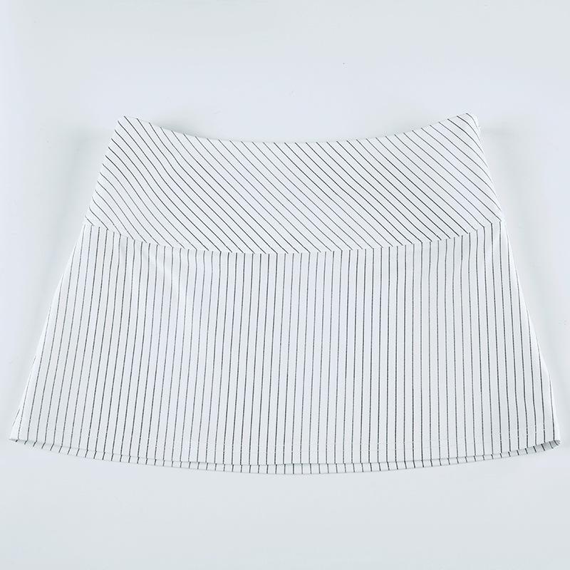 Summer Women's Temperament Commuter Style Oblique Stripes Niche Wind High-waisted A-line Version of The Sexy Package Hip Half-body Skirt