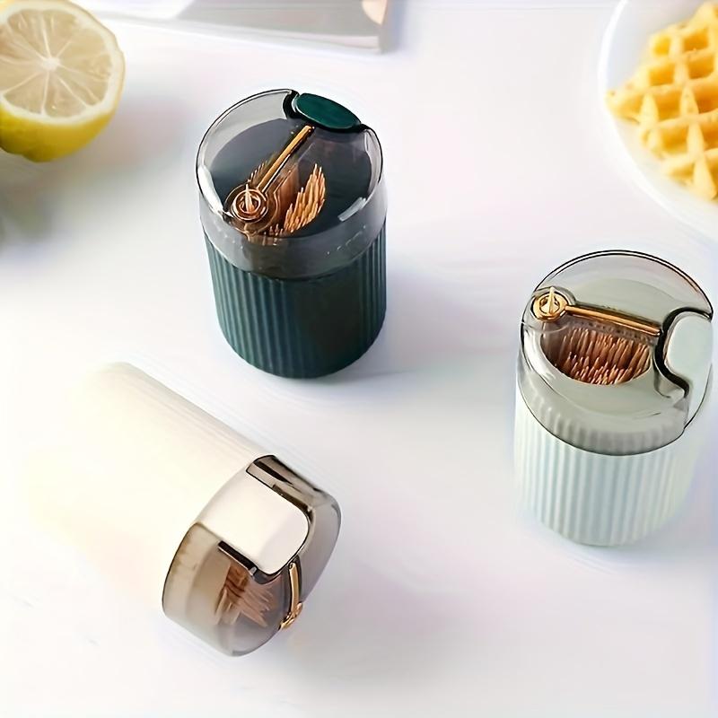 New In Automatic Toothpick Dispenser Portable Plastic Toothpick Holder Container Creative Press Toothpick Storage Box Organizer