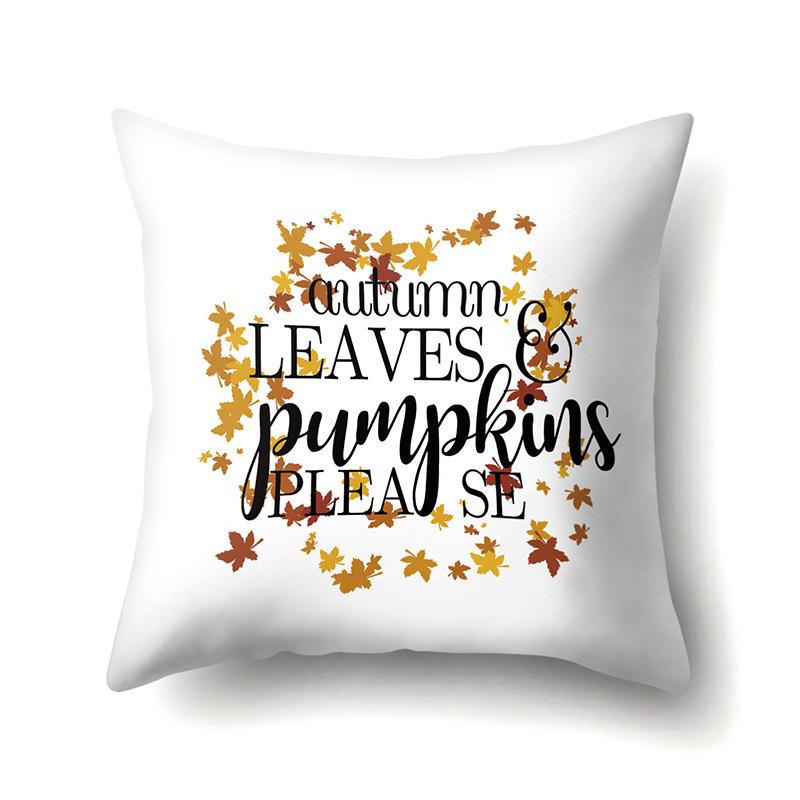 Thanksgiving Pillowcase Blessing Maple Leaf Pumpkin Sofa Cushion Cover Office Home Living Room Pillowcase