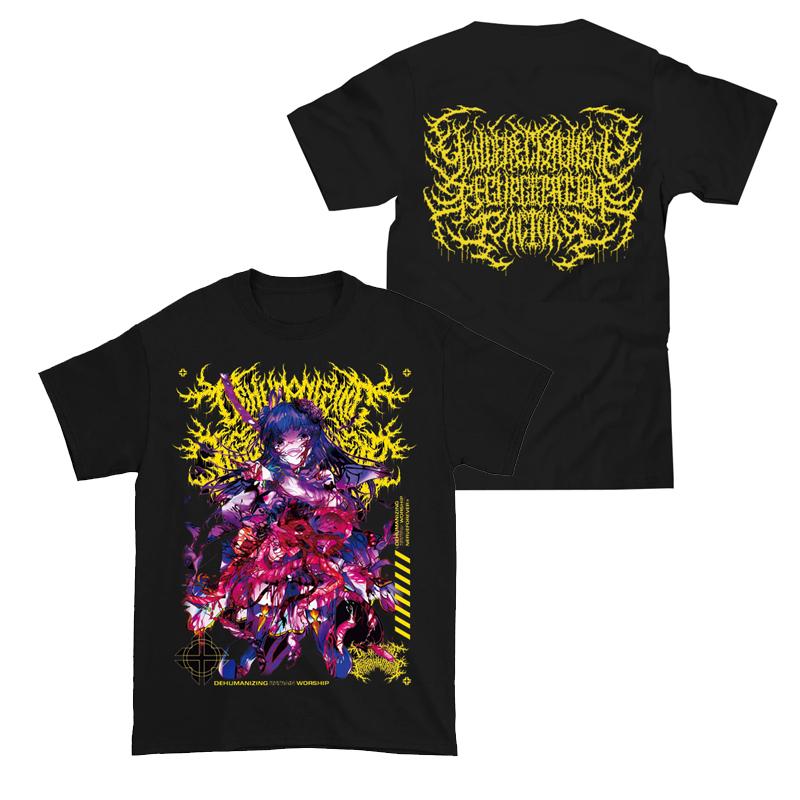 Yandere Chainsaw Factory Chainsaw Sauce Black Gold Dark Rock Anime Second Dimension Men's Short Pure Cotton Crew Neck T-Shirt