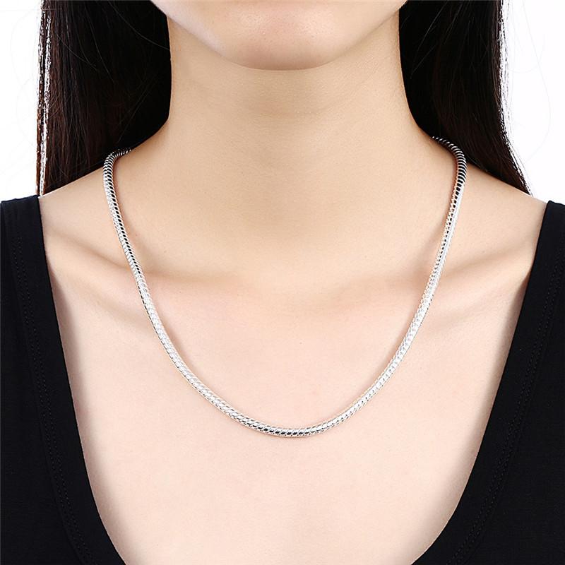 European and American Jewelry Fashion Jewelry Exquisite 4mm Snake Bone Chain Men's Necklace Silver Plated Necklace