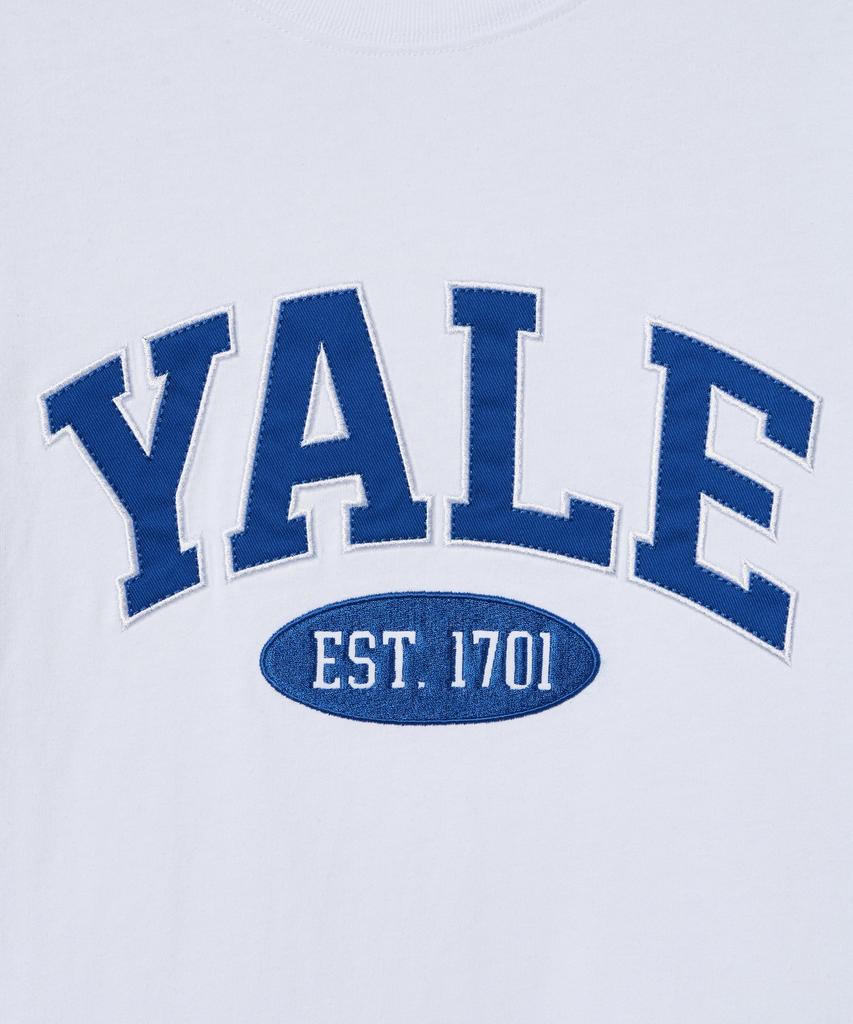 YALE Women'S Two-Tone Arch Crop Short Sleeve T-Shirt White