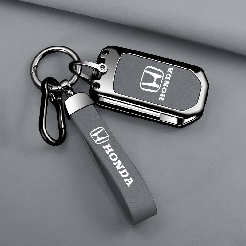 Leather Zinc Alloy Car Key Case Cover Shell Protection Fob For Honda Fit CRV Civic Insight Ridgeline HRV Jazz Accord Accessories