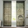 Alte Holztür Antike Retro Gardinen Wohnzimmer Fenster Tüll Vorhänge für Schlafzimmer Küche Home Dekoration Voile Vorhänge