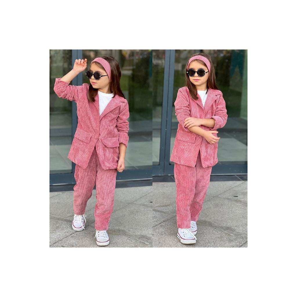 Set jachetă pentru fete, catifelat, elegant, 3 piese, 9068 nurcă