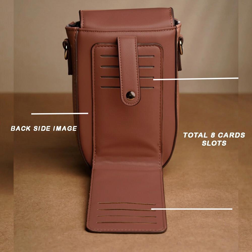 RSINC Small Crossbody Bags Semi Oval PU Leather Adjustable Shoulder Tan Brown B0DVQ1BDDJ
