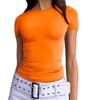 European and American Summer Women's Slimming Milk Silk Pullover T-shirt, Round Neck Fashion Top, High-end Women's Outerwear
