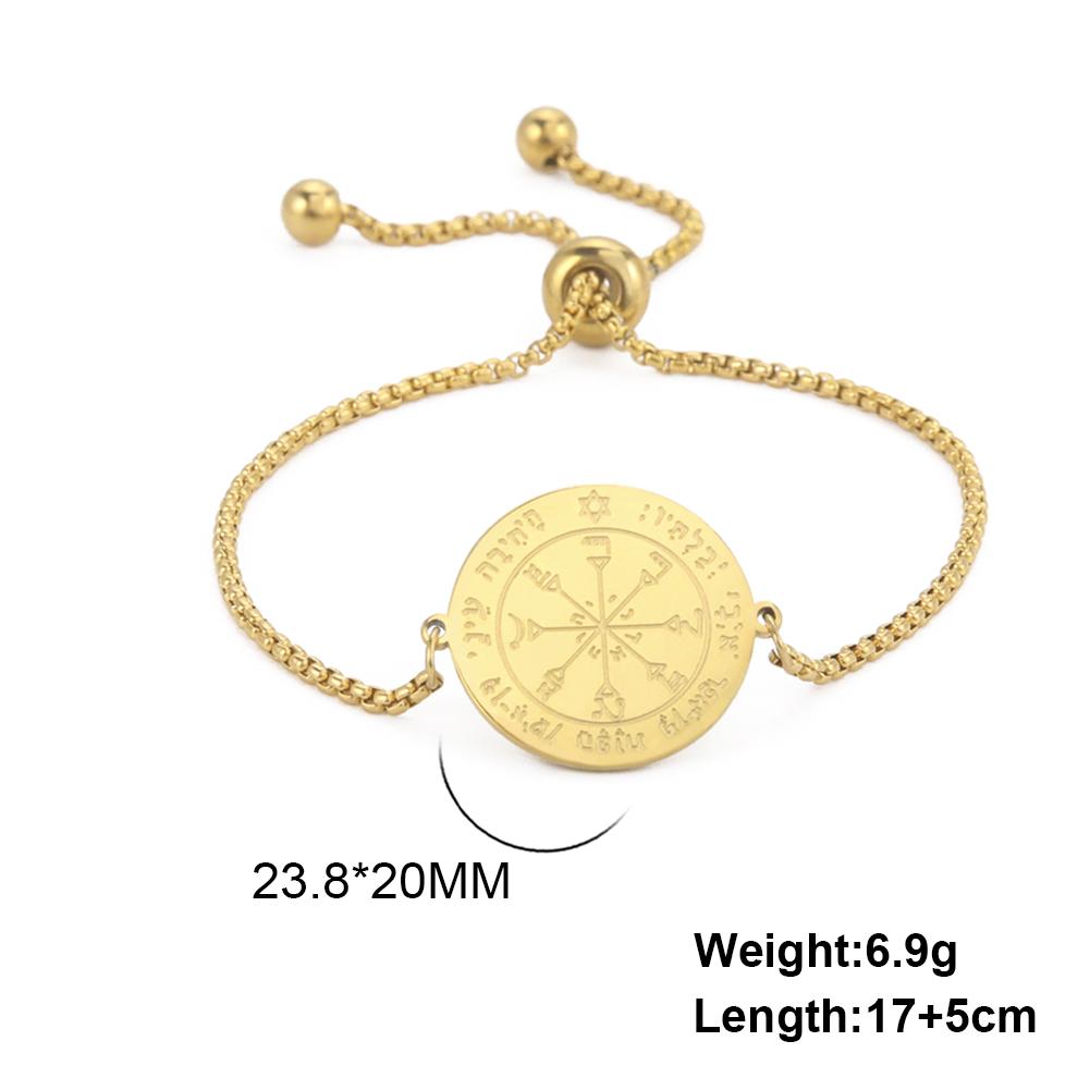 Teamer Key of Solomon Pentacle Bracelet Stainless Steel Gold Color Bracelet Magical Astrology Jewelry Jupiter Sun Venus