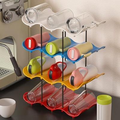 Large Capacity Wavy Multi-layer Finishing Rack Anti-Fall Water Bottle Storage Rack  Desktop