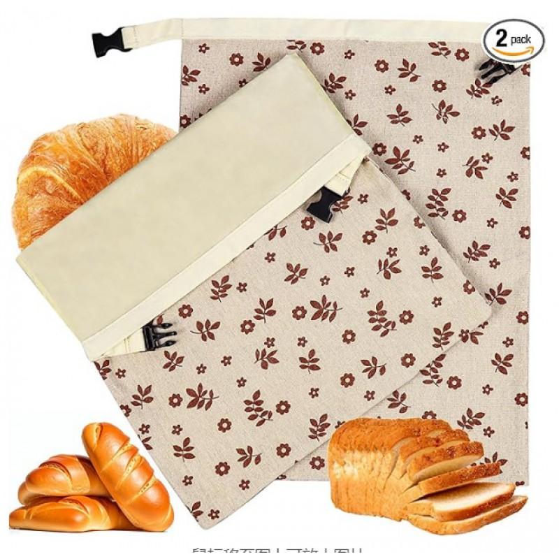 Reusable Food-Grade Beeswax Cotton Linen Bag With Leaf Print Washable Eco-Friendly Storage Tote