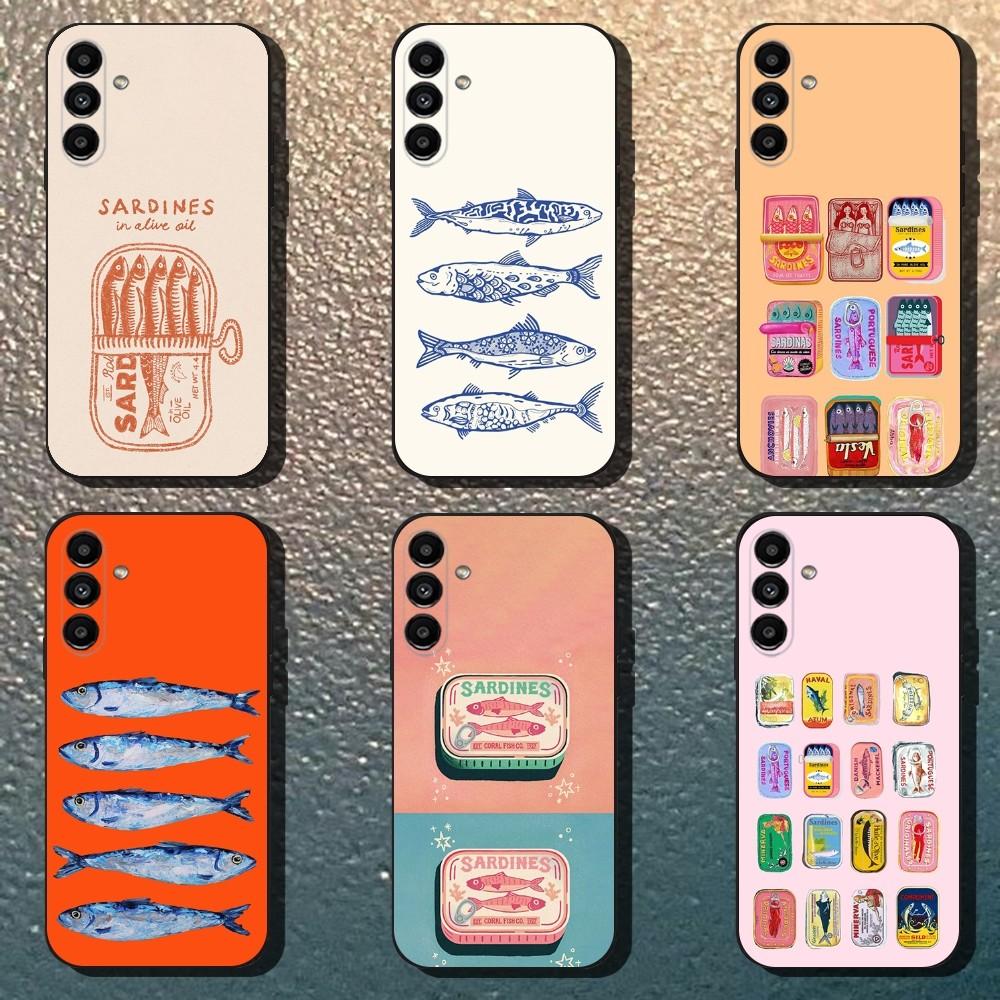 Fish Funny Sardines Phone Case For Samsung Galaxy A13,A21s,A22,A31,A32,A52,A53,A71,A80,Soft Black Shell