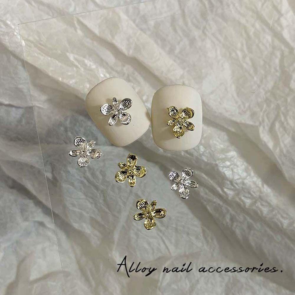 Silver Bowknot Flowers Nail Rhinestones Nail Art Jewelry Bow Nail Decorations 3D Nail Art Drills