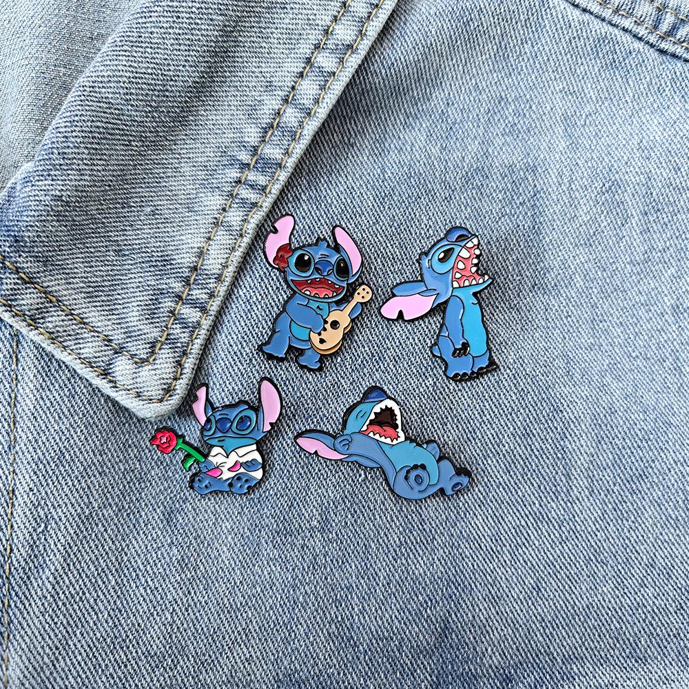 Lilo & Stitch Anime Metal Brooch - Cute DIY Clothing Accessory