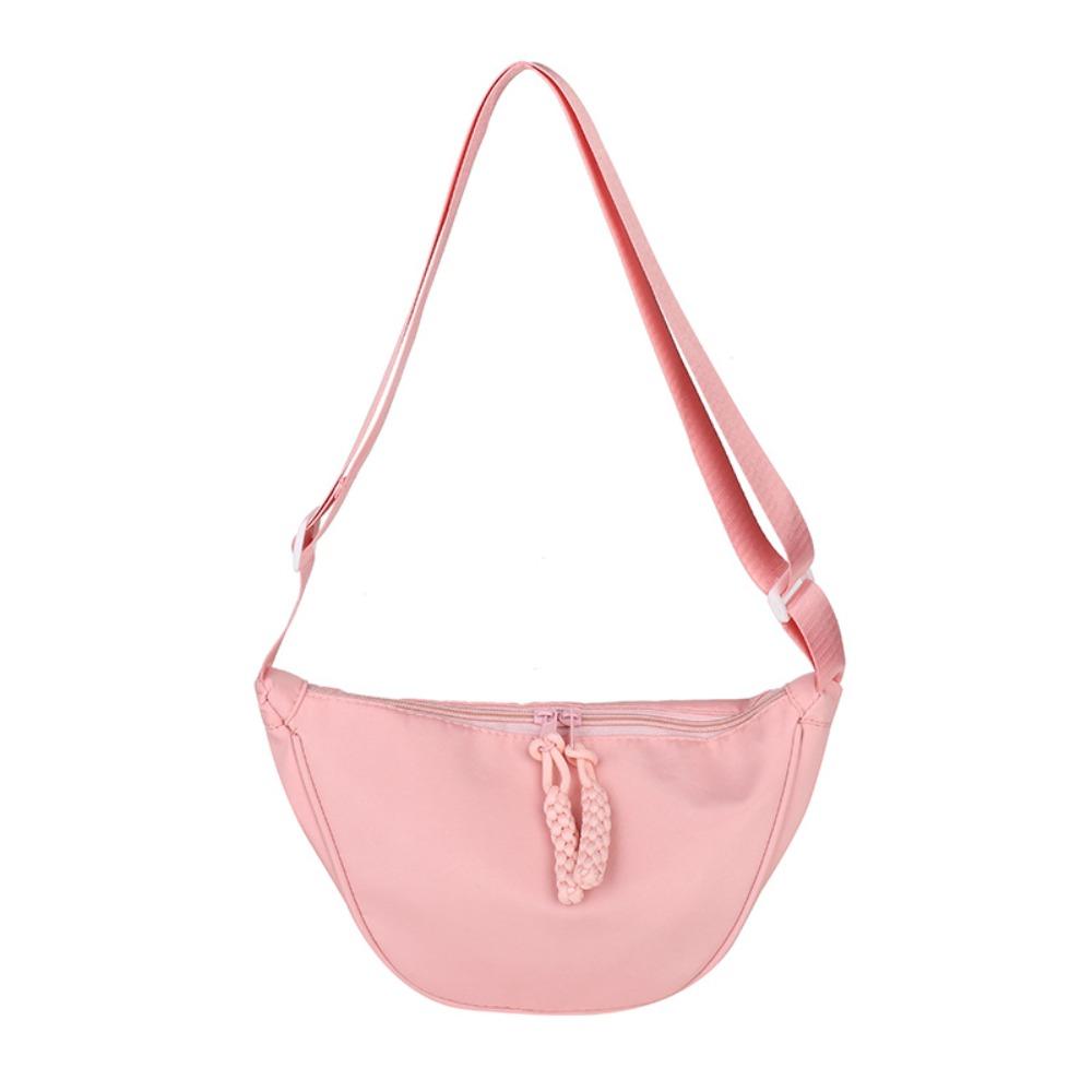 Solid Color Single Shoulder Bags Handbag Half-moon Bag Simple Hobo Crossbody Bag  Unisex