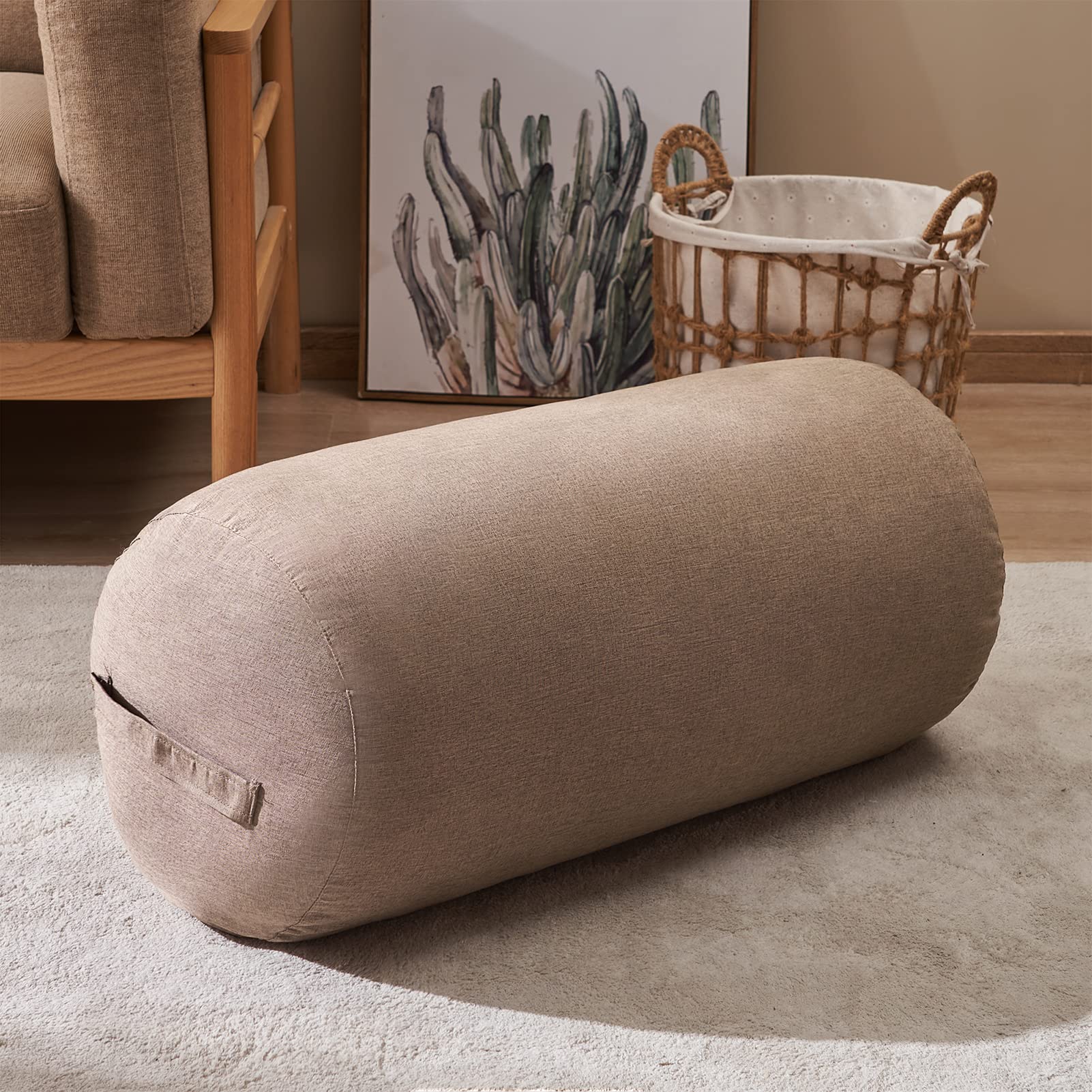 

Topfinel Duvet Storage Bag, Cushion-Type Duvet Storage Case, Duvet Storage, Duvet and Comforter Storage Case, with Handle and Lid, Round, Brown (Diame