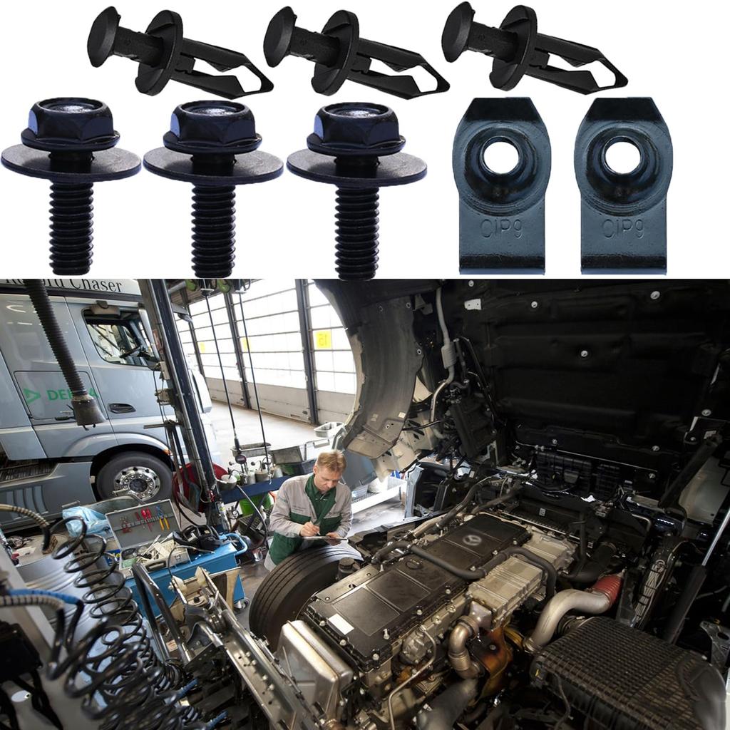 35PCS Engine Under Cover Splash Shield Guard Body Bolts Screws, Bumper Fender Liner Push Retainer Fastener Rivet Clips, Bumper Clips Extruded U-Nuts