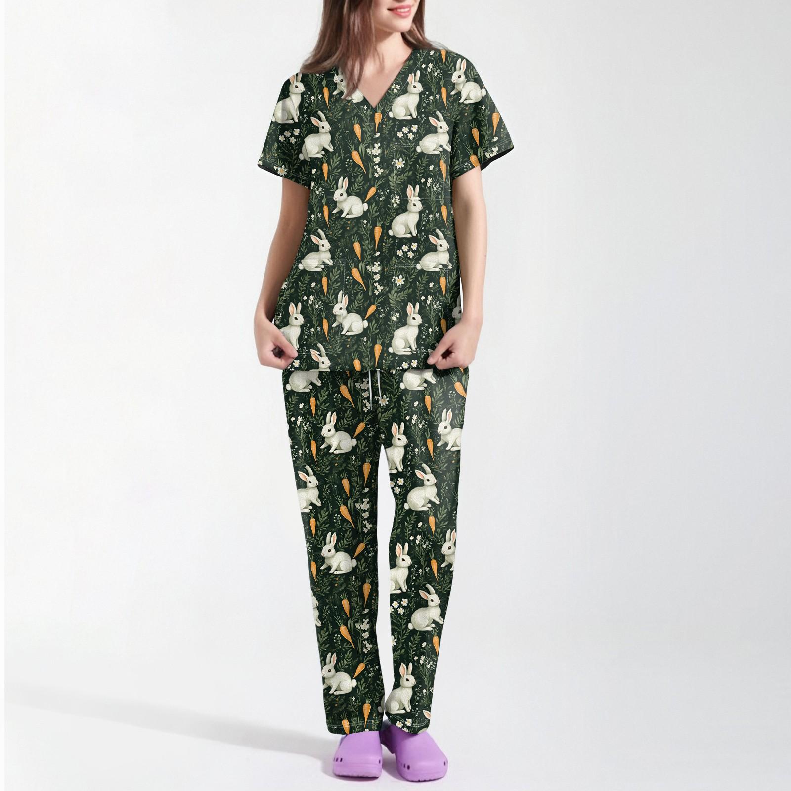 

Женская униформа с принтом, рабочая униформа, защитная рабочая форма с карманом и v-образным вырезом XXL