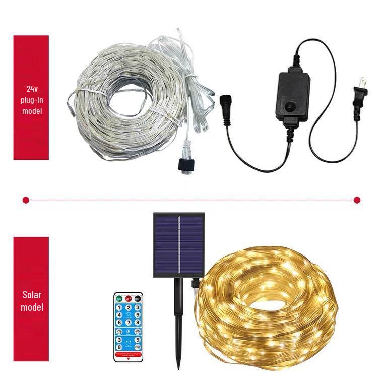 LED Solar Starry Sky String Lights - Copper Wire, Outdoor, Low Voltage, Perfect for Festive Garden Decoration