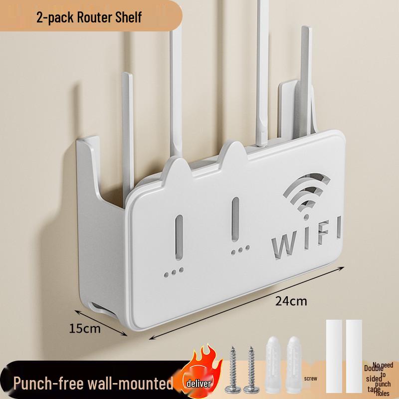 Wall-Mounted Cat Router Shelf - Punch-Free Storage for Set-Top Box and Cable TV