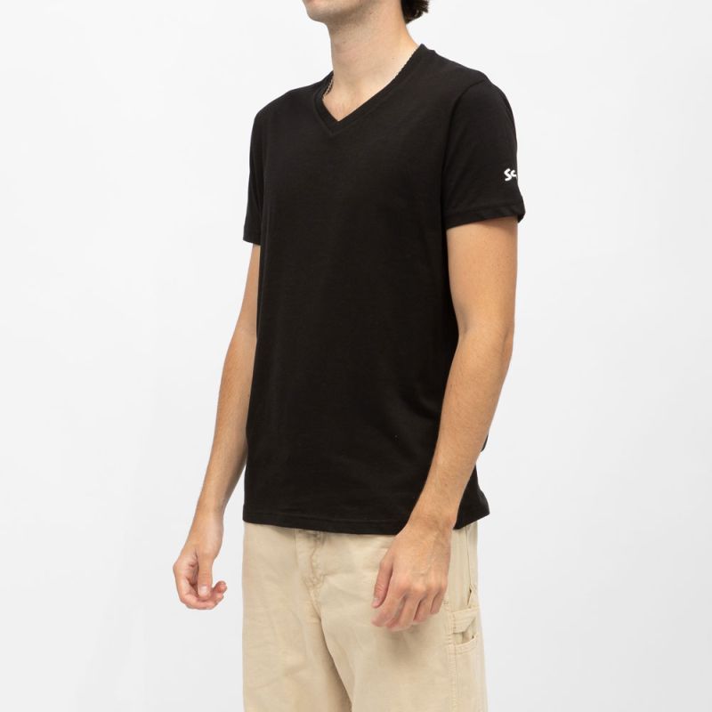 Tee shirt coton col v basique uni Homme SCHOTT